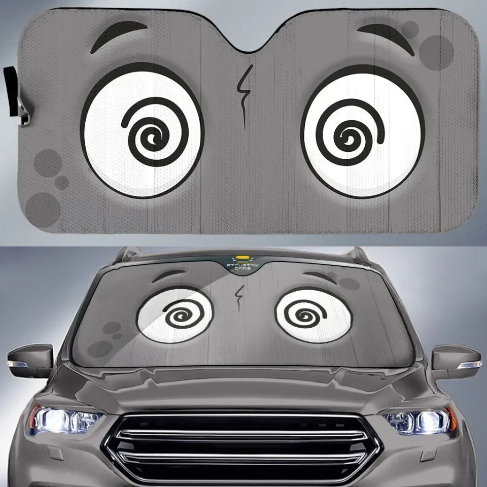 3D Cool Anger Eyes Printing Car Shades for Front Windows Stylish Car Sun Shade