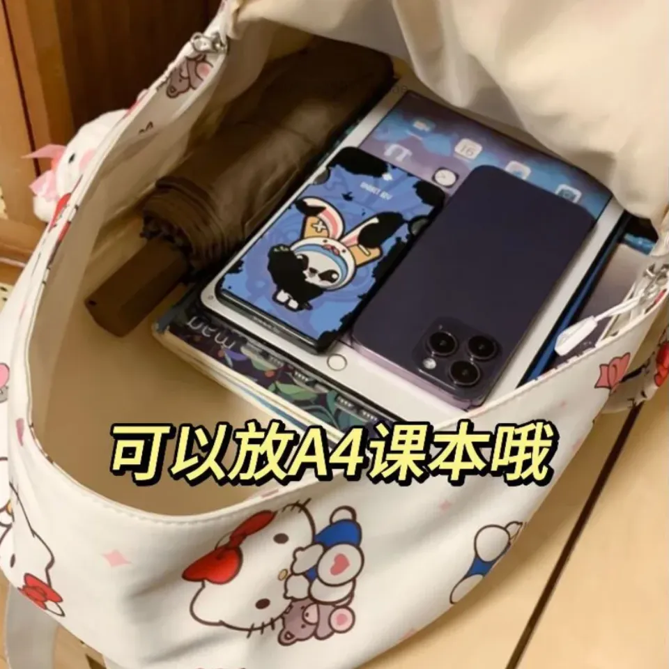 Sanrio Hello Kitty, Cinnamoroll Cute Backpacks for Students, Y2K Zipper Waterproof Large Travel Bags, Women Campus School Bag