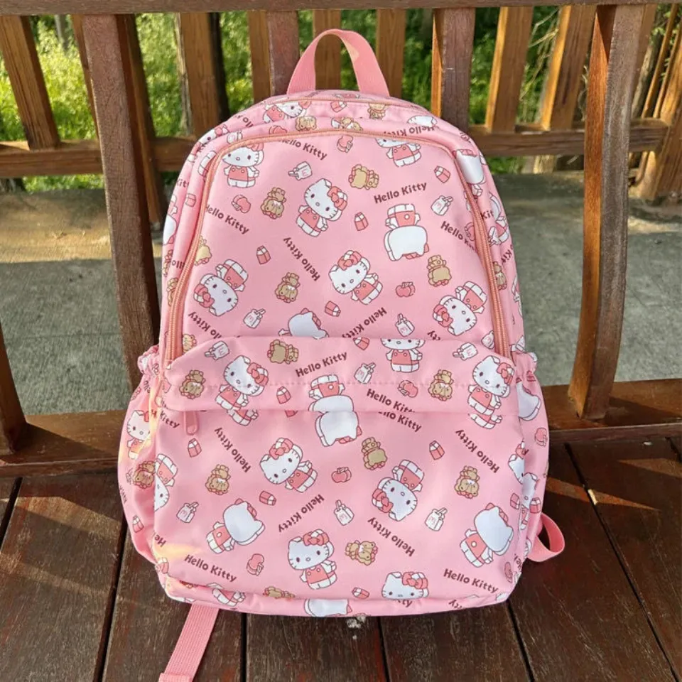 Sanrio Hello Kitty, Kuromi, Melody Print Women Backpack, Korean Sweet Cute Teenage Girl Schoolbag, Summer Fashion Large Capacity Bag