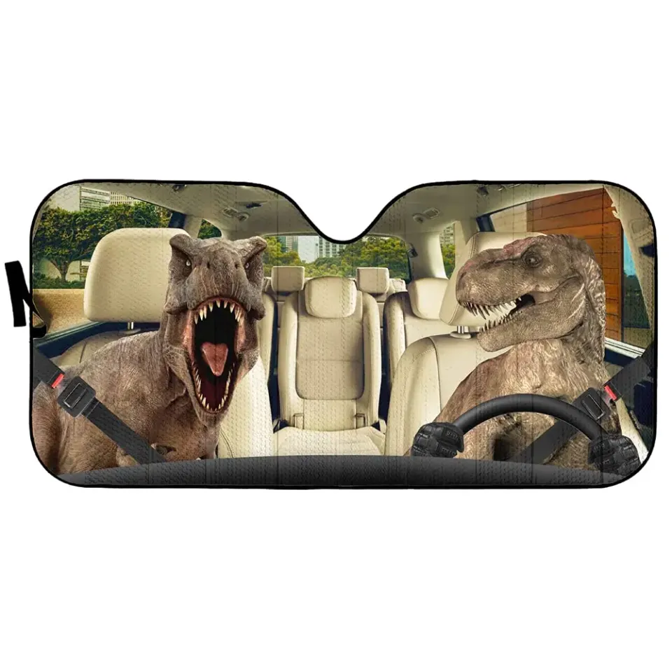 Dinosaur Driving Auto Windshield Sun Shade Angry Family Car Sunshades