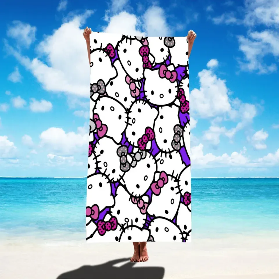 Cosplay Sanrio Costume Accessory, Cartoon Beach Towel for Outdoor Activities, hello kitty y2k Digital Printed Beach Towel