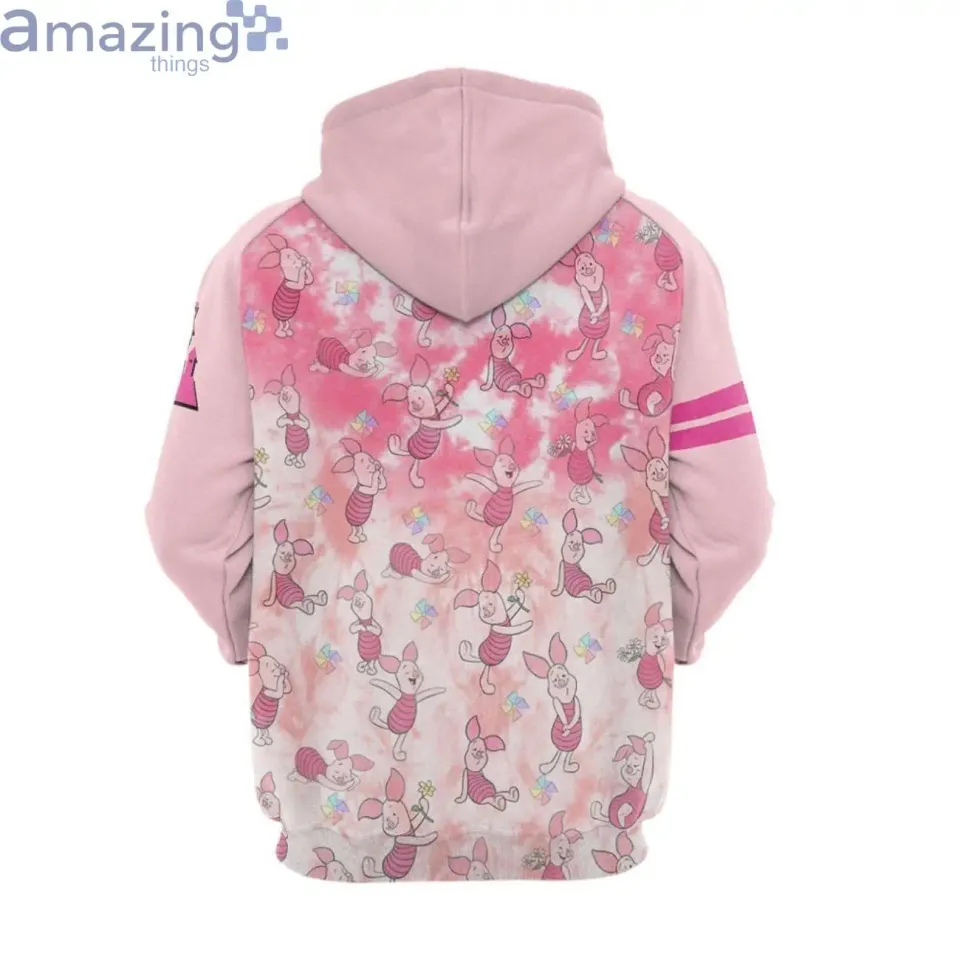 Pink Piglet Pattern Raglan Disney Cartoon Graphic 3D Hoodie