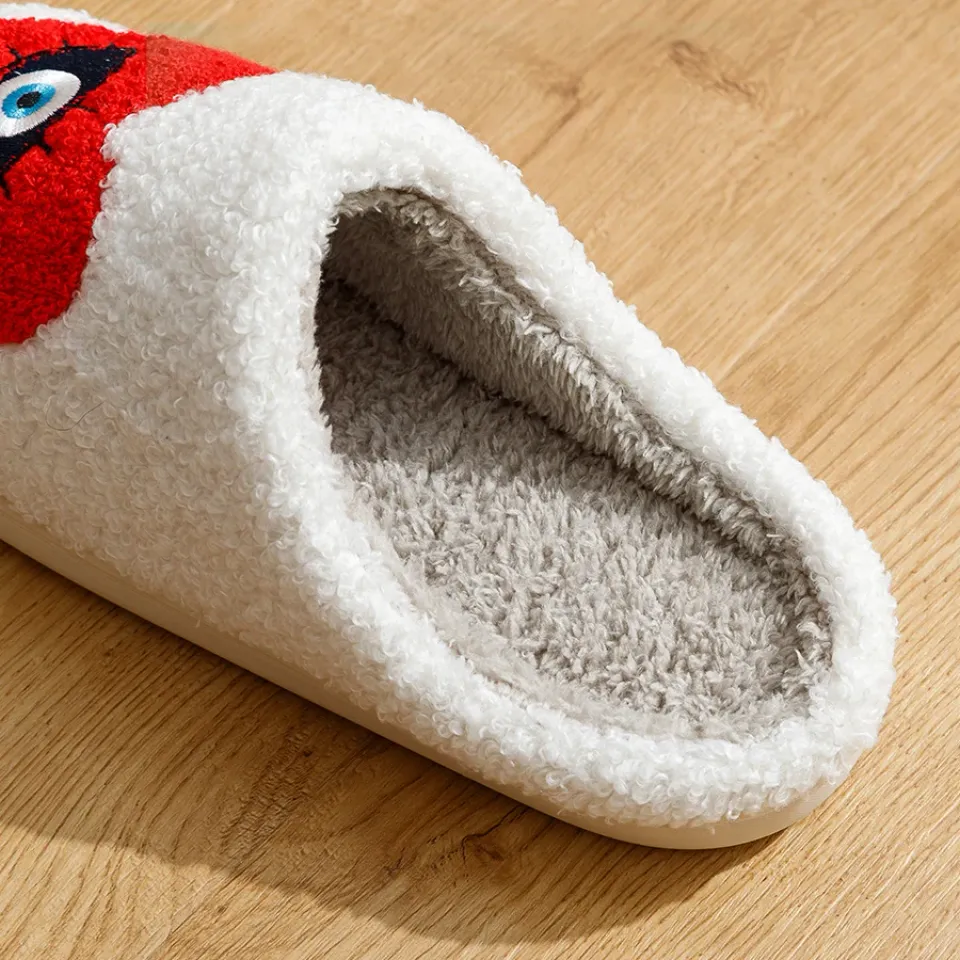 New Home Women's Slippers, winter Warm Houseshoes Evil Eye Style, Fuzzy Comfy Heart Flat Sole Funny Flip Flops Women Shoes