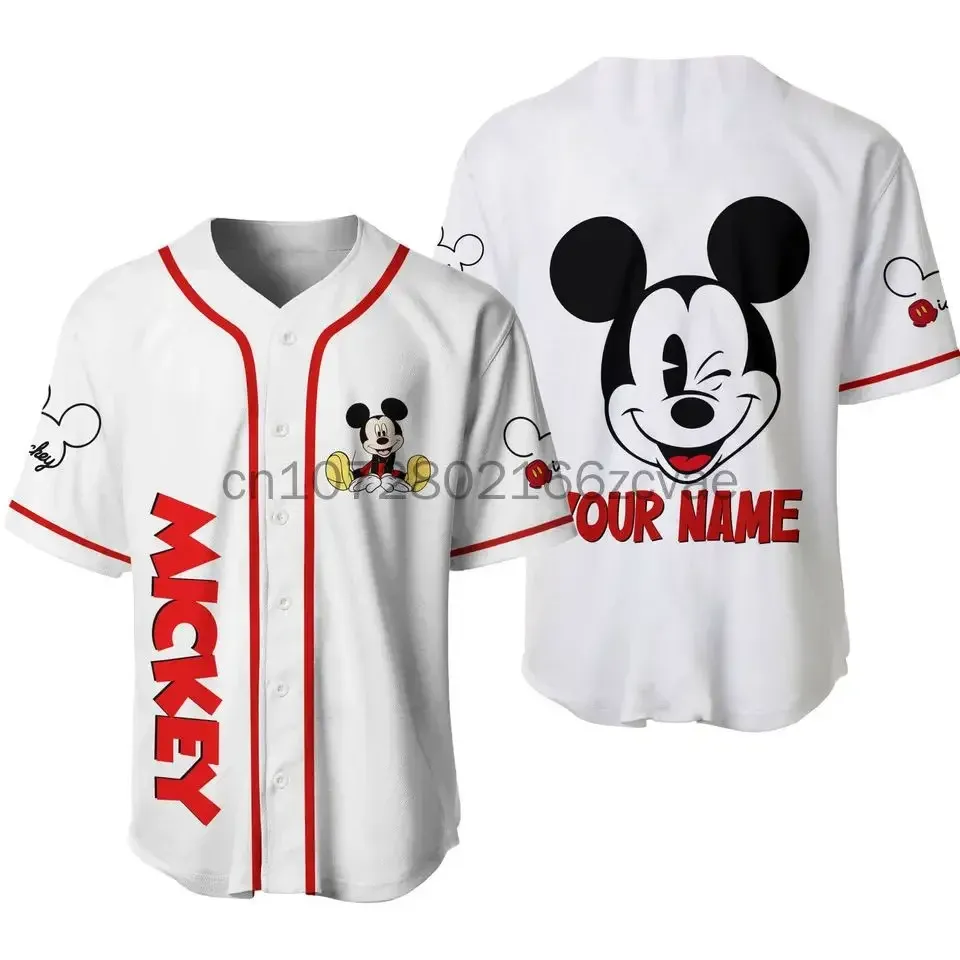 Disney Baseball Mickey  Baseball Jersey Cartoon Print Baseball Jersey Shirts