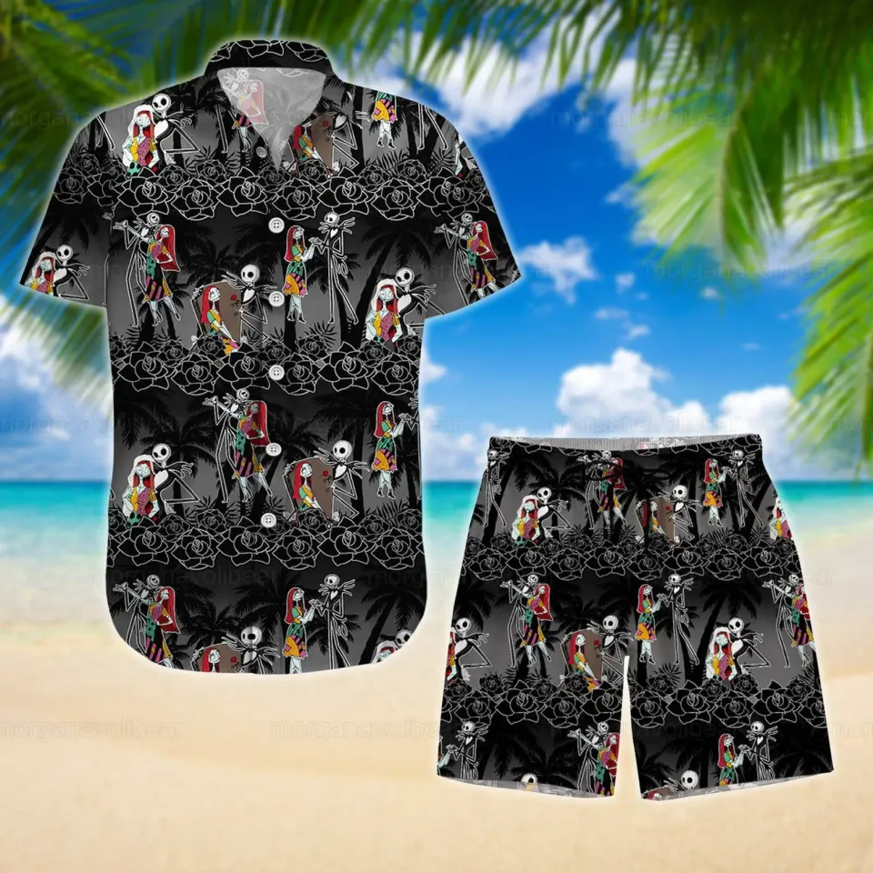 Jack Skellington Sweet Summer Vacation Hawaiian Shirt and Board Shorts