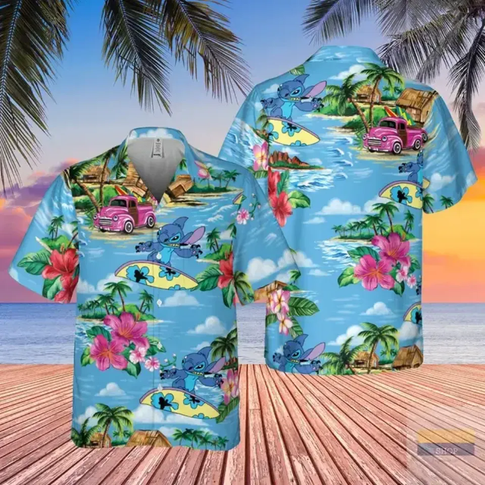 Disney Lilo And Stitch Hawaiian Shirt Men's Disneyland Trip Hawaiian Shirt