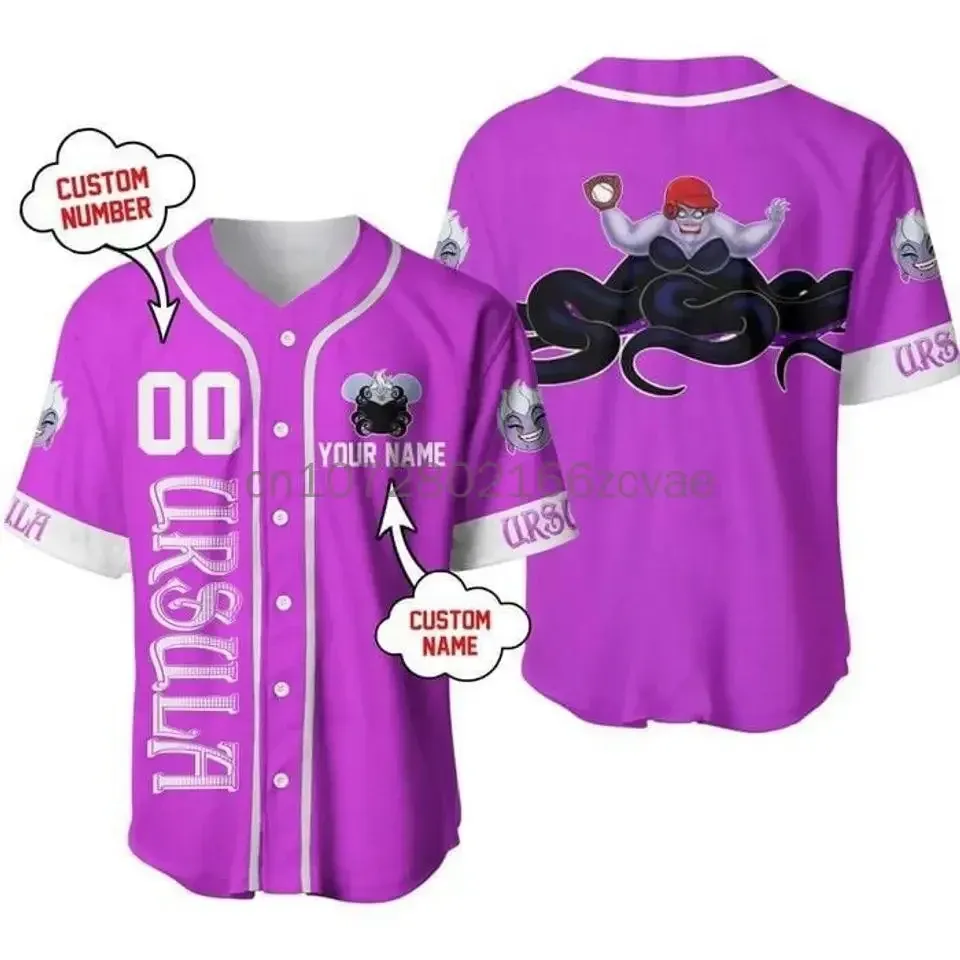New Disney Ursula Black Baseball Jersey Shirt