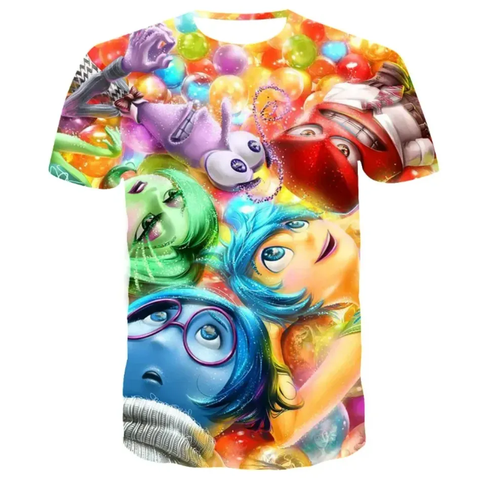 2024 Summer Disney Anime Movie Inside Out 3D Print T-shirt, Children Casual Short Sleeves Boys Girls Unisex T Shirt