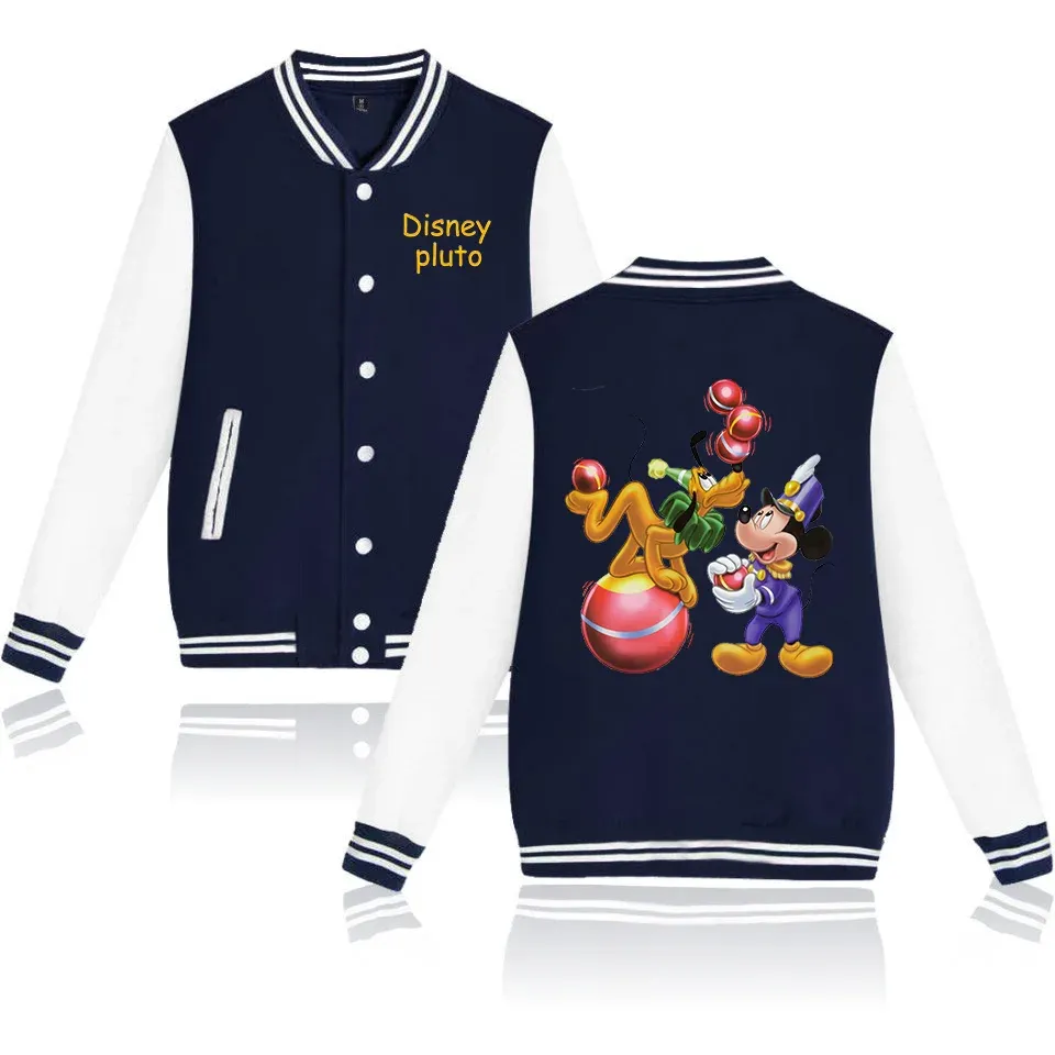 Disney Cartoon Pluto Dog Varsity Baseball Jacket, Pluto Baseball Jacket