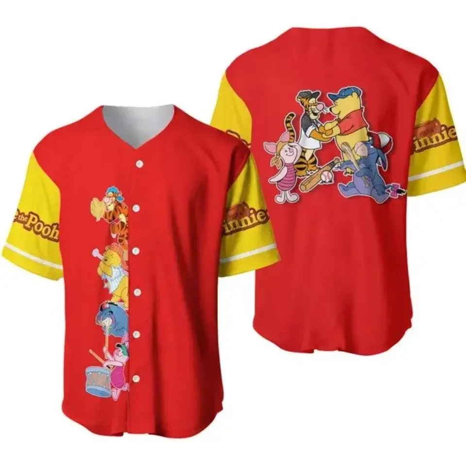 Disney White Red Baseball Jersey, Donald Mickey Minnie Goofy Baseball  shirt 3D T-shirt