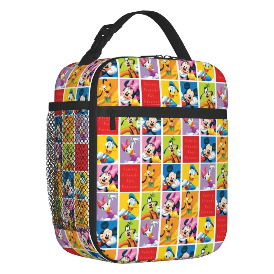 Custom Mickey Mouse Art Cartoon Portable Lunch Box, Waterproof Thermal Food Insulated Lunch Bag School