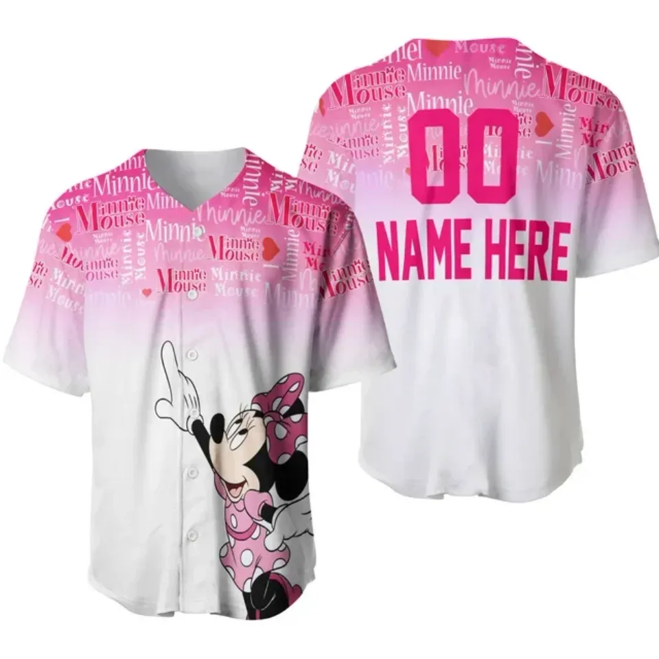 Disney 50th Anniversary Mickey Mouse Black Rainbow Baseball Jersey Custom Name Disney Hawaiian Shirt Men Women Tops