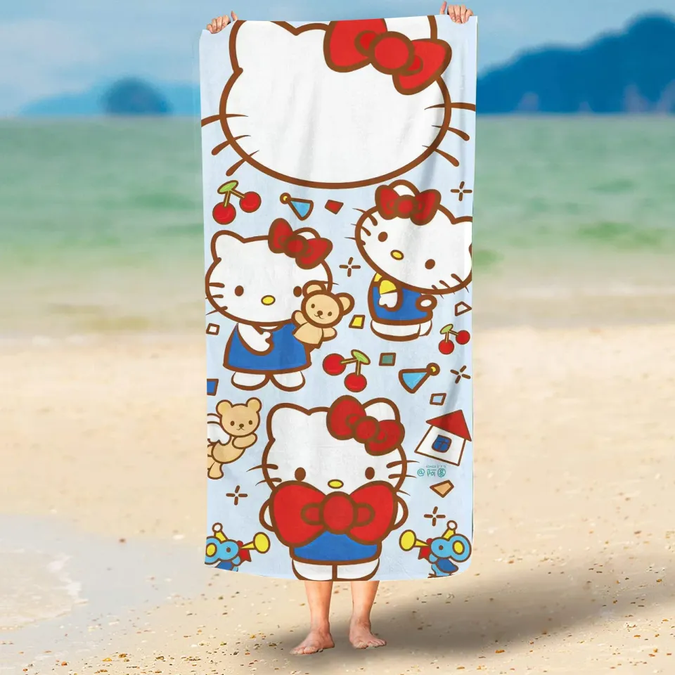 Sanrio Hello Kitty Quick Dry Microfiber Towels, Men and Women, Large Soft Skin-Friendly, Cute Beach Bathroom, Boys Girls Gift