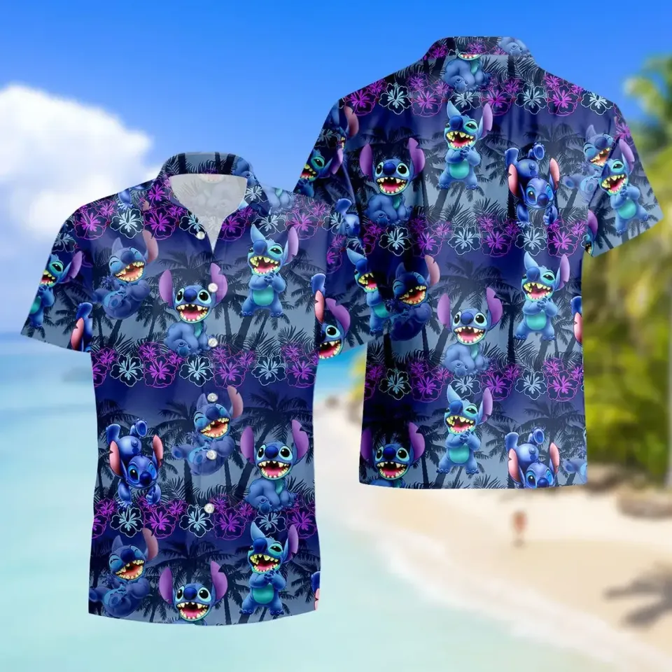 Disney Lilo And Stitch Hawaiian Shirt Men's Disneyland Trip Hawaiian Shirt