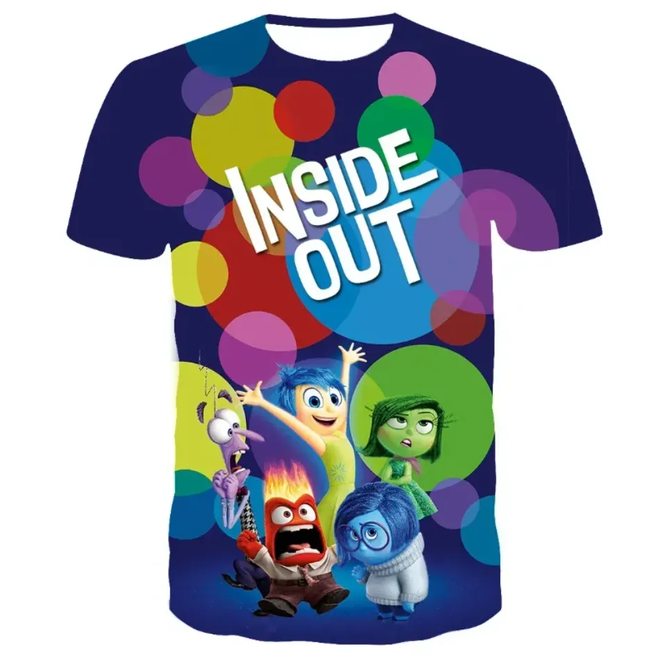 2024 Summer Disney Anime Movie Inside Out 3D Print T-shirt, Children Casual Short Sleeves Boys Girls Unisex T Shirt