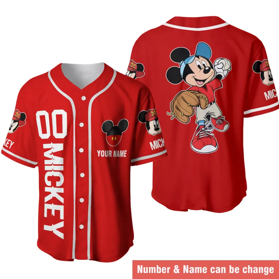 Disney Baseball Jersey Custom Name Men's Mickey Baseball Jersey