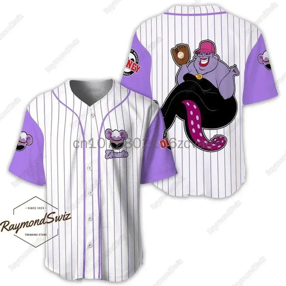 New Disney Ursula Black Baseball Jersey Shirt