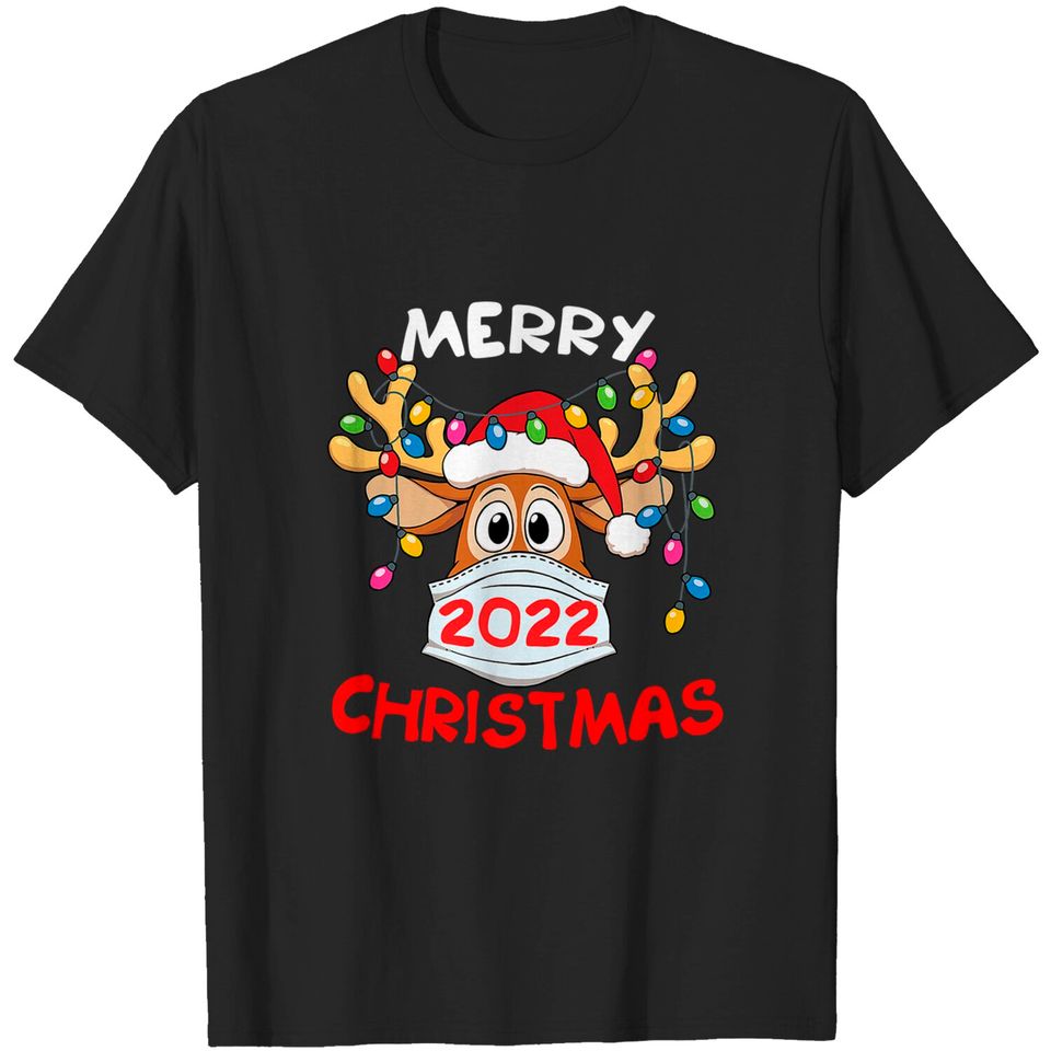 Reindeer In Mask Shirt Funny Merry Christmas 2022 T-Shirt