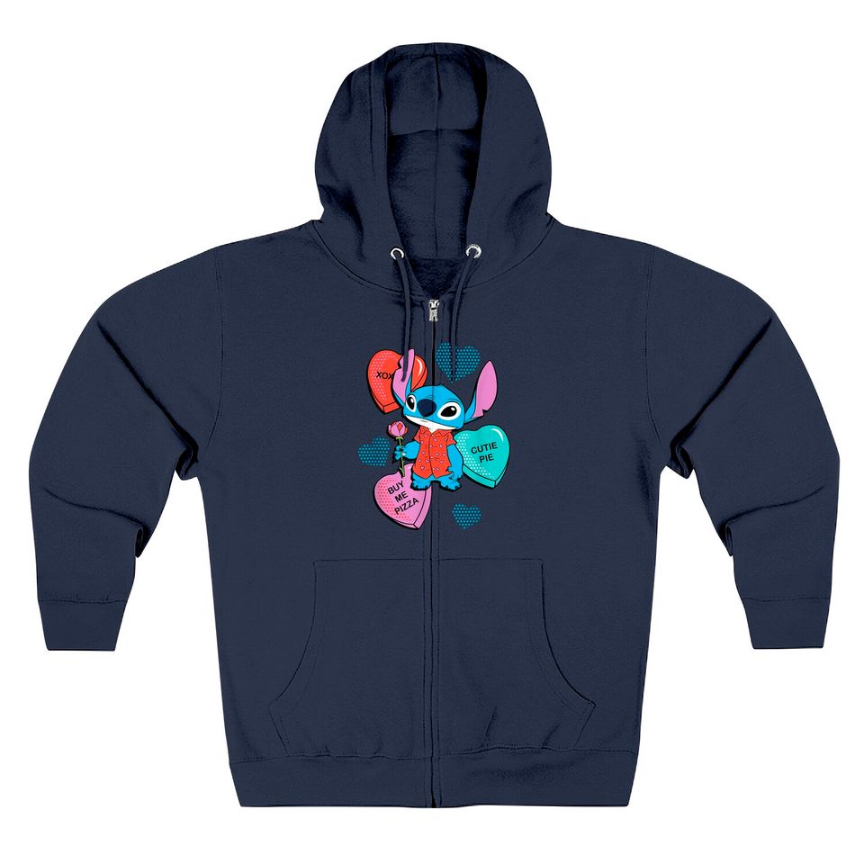 Disney Stitch Valentine Zip Hoodies