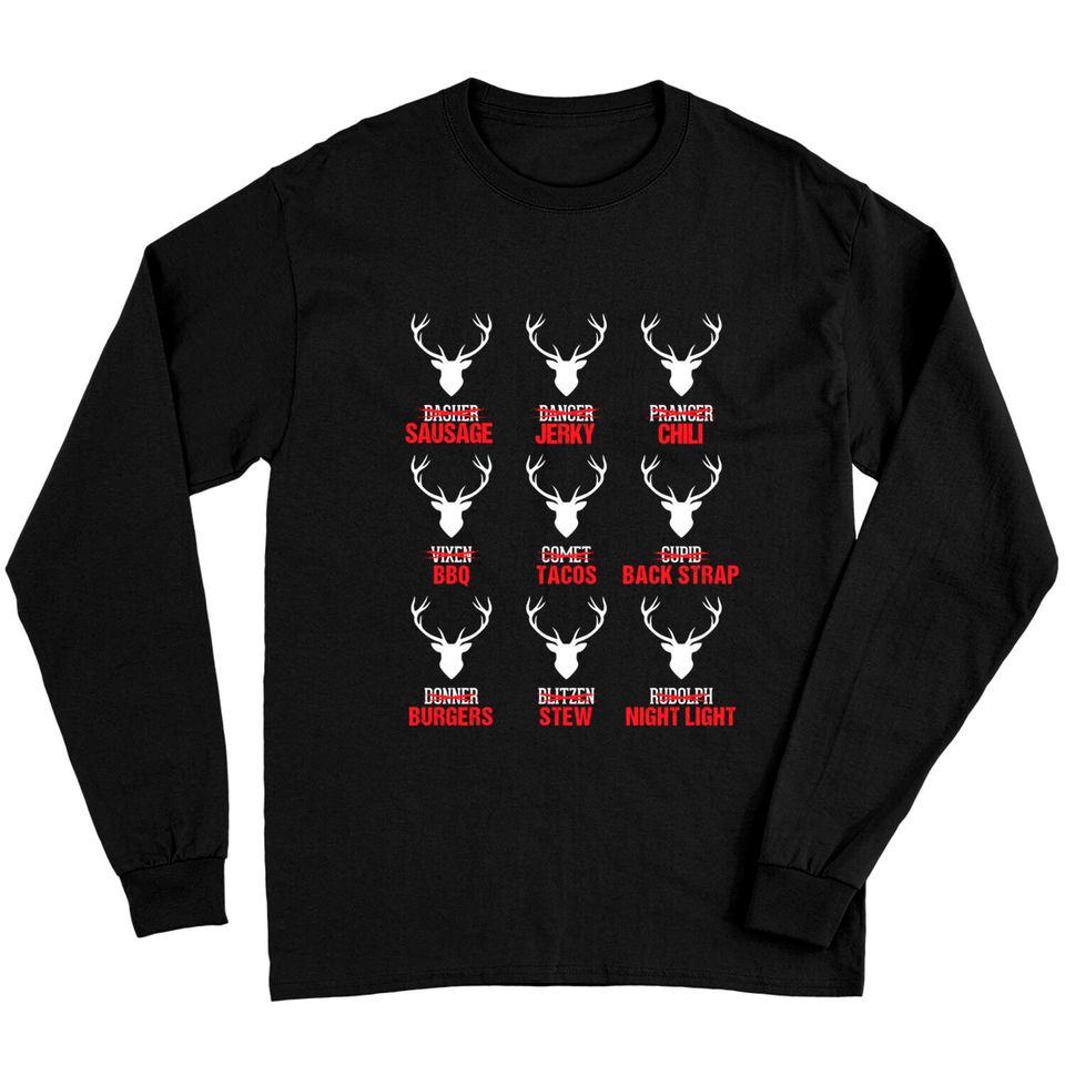 Funny Christmas Reindeer Hunter Deer Meat Hunting Gifts Long Sleeves
