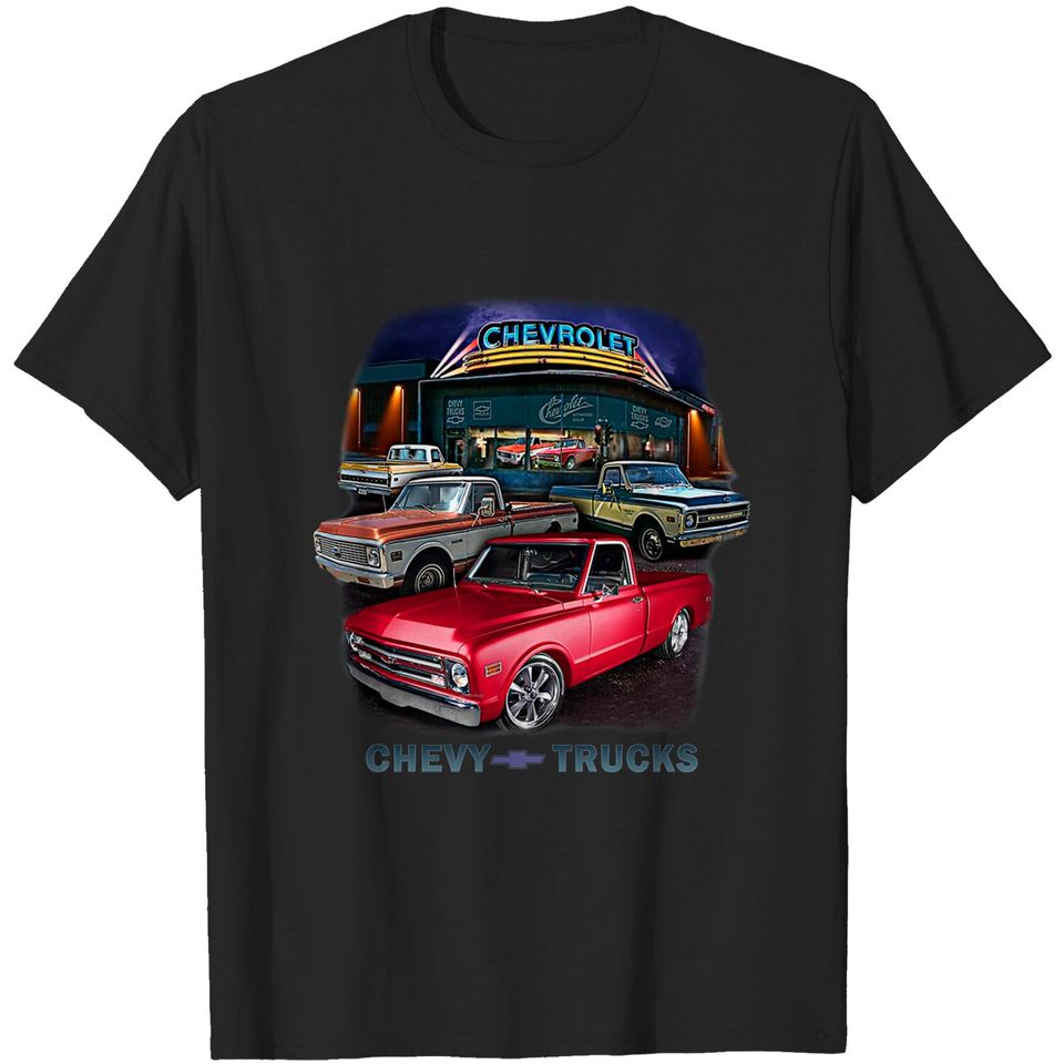 Joe Blow T's 1967 to 1972 Chevy Pickup Trucks T-Shirt 100% Cotton Preshrunk - Blue Dusk