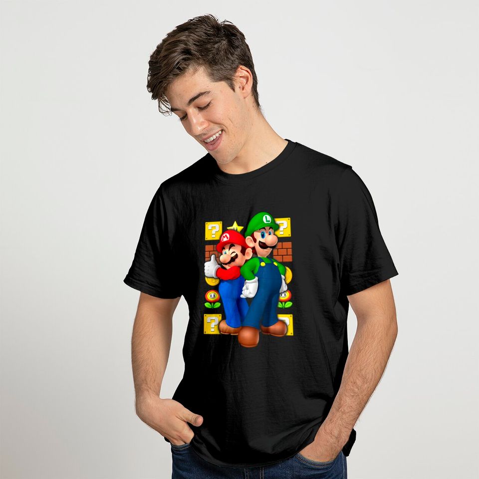Mario T-Shirt Nintendo Super Mario Luigi Thumbs Up Graphic
