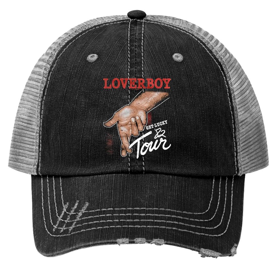 Loverboy 1979 Canadian Rock Band 1982 Get Lucky Tour Black Juniors Trucker Hats Trucker Hat