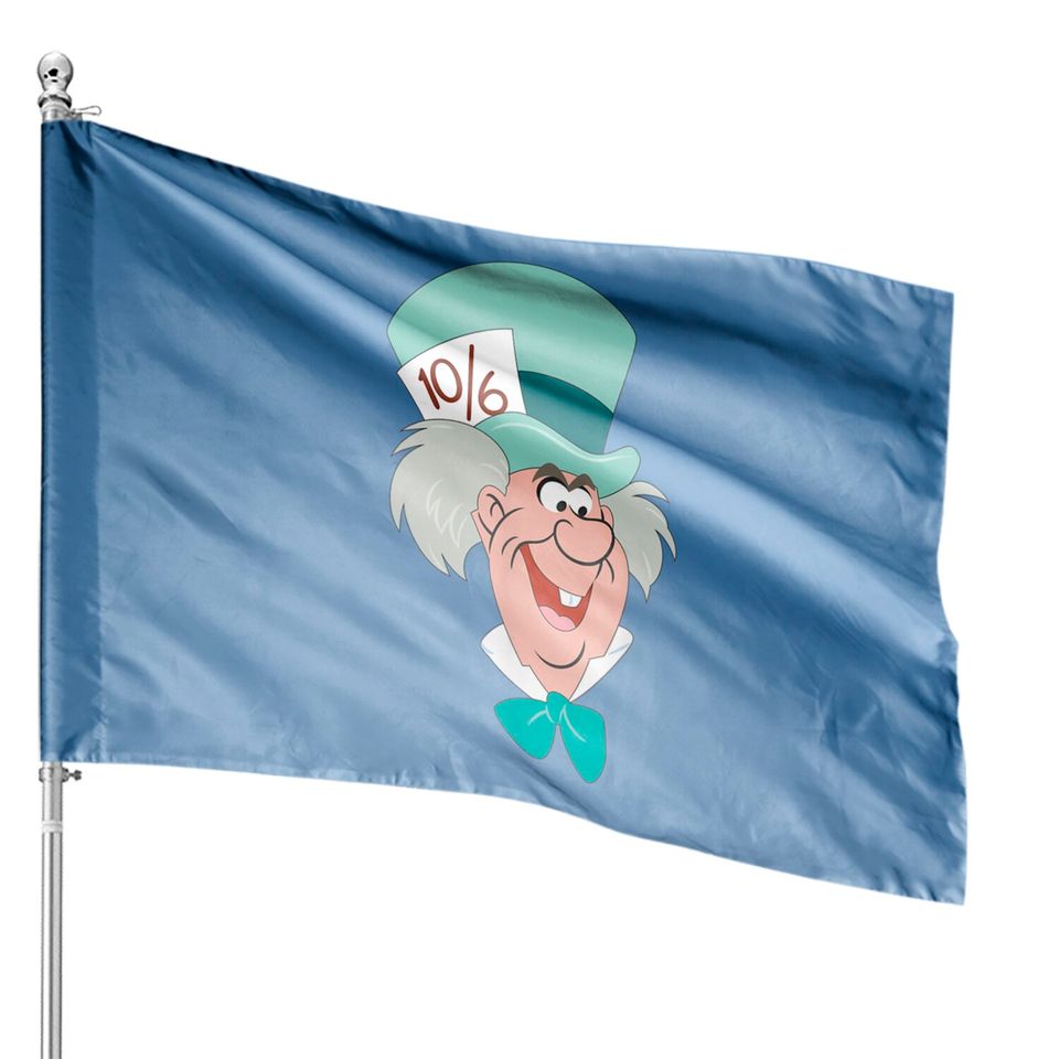 Alice In Wonderland Mad Hatter Big Face House Flags