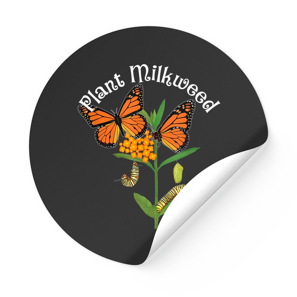 Plant Milkweed Sticker Monarch Butterfly Sticker Caterpillar Sticker
