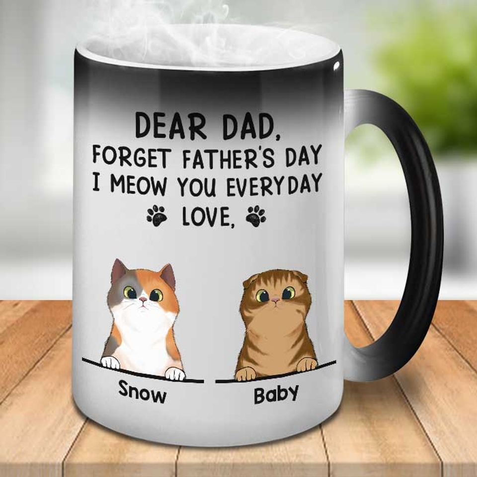 Dear Dad Forget Father's Day I Meow You Everyday - Funny Personalized Color Changing Cat Mug