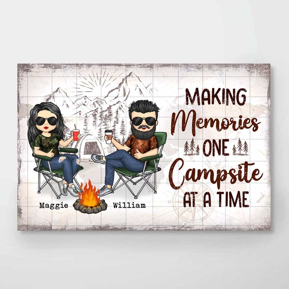 Making Memories One Campsite At A Time - Gift For Camping Couples, Personalized Horizontal Poster