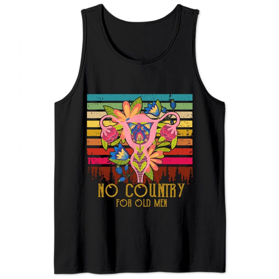 My Uterus is No Country for Old Men vintage flower Tank Tops