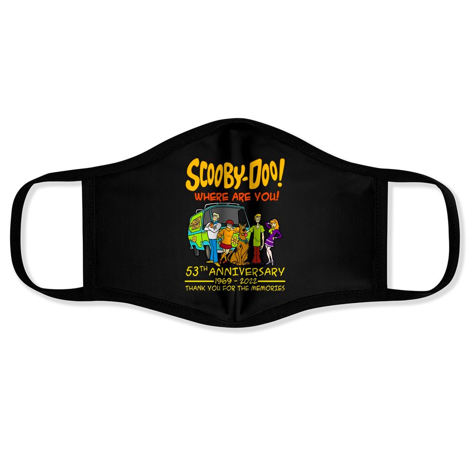 Scooby-Doo Where Are You 53th Anniversary 1969-2022 Face Masks, Scooby Doo Face Mask Gift For Fan