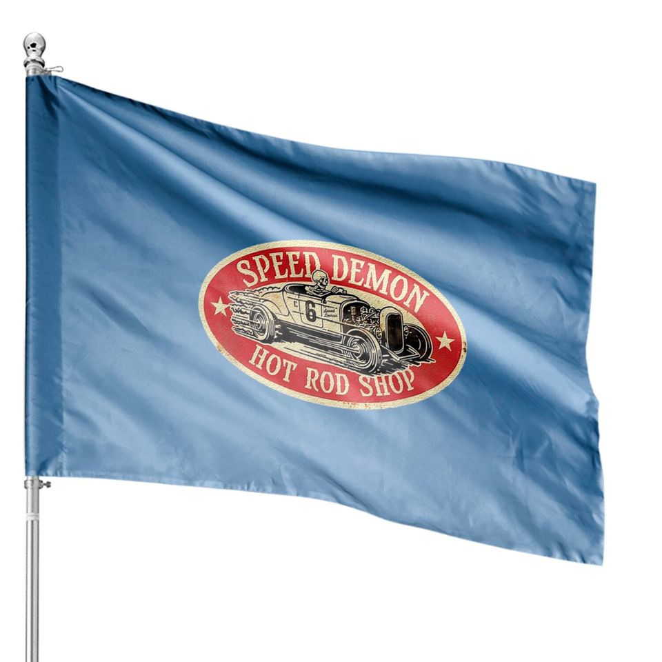 Vintage Cool Hot Rod House Flags