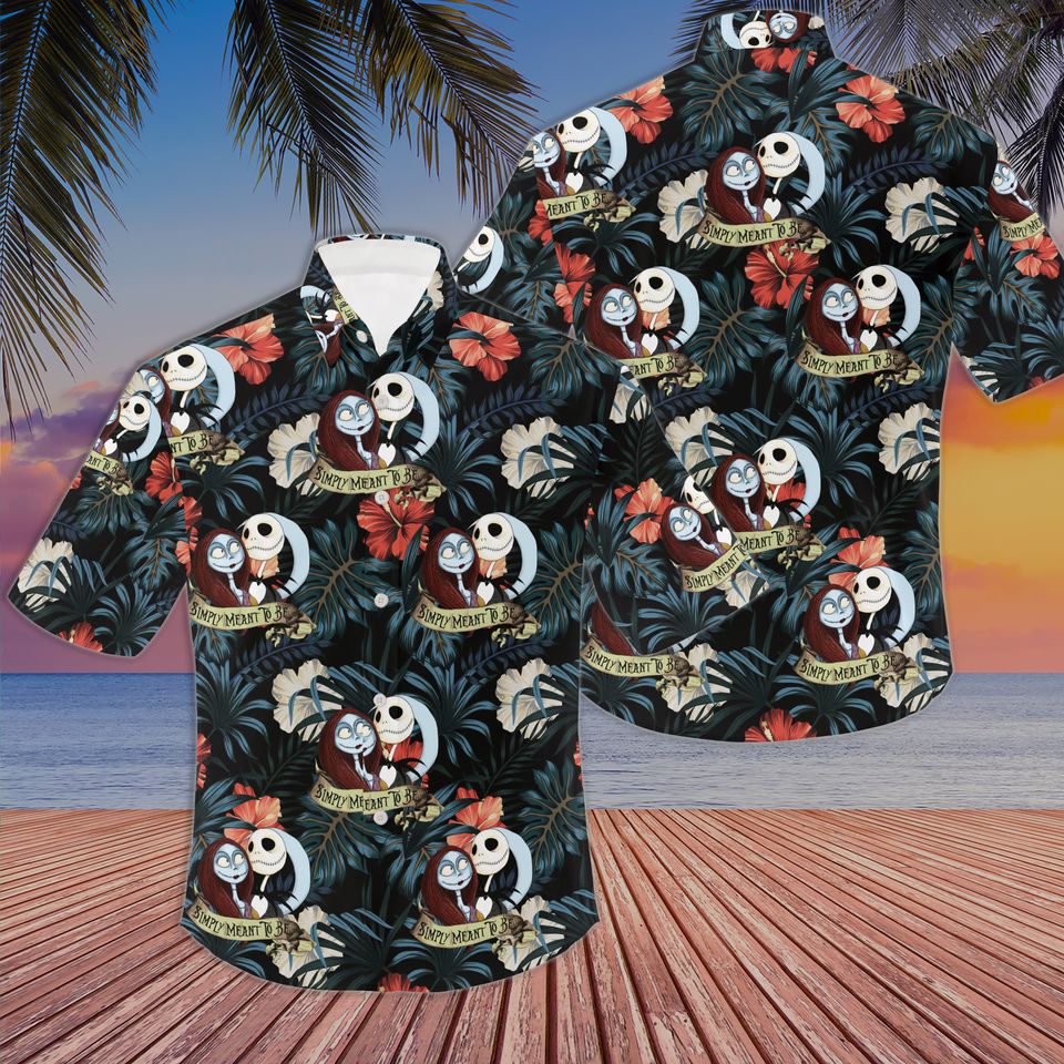 Jack and Sally Hawaiian Shirt, Nightmare Before Christmas Aloha Shirt