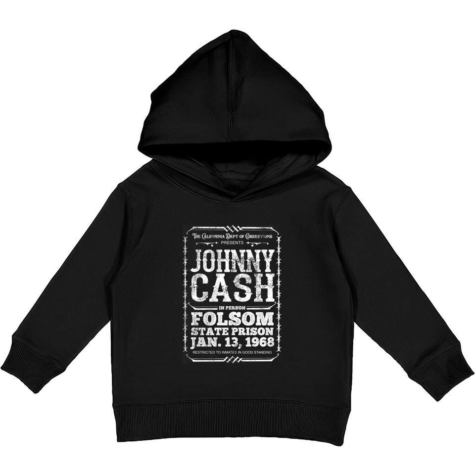 Cash at Folsom Prison, distressed - Johnny Cash - Kids Pullover Hoodies