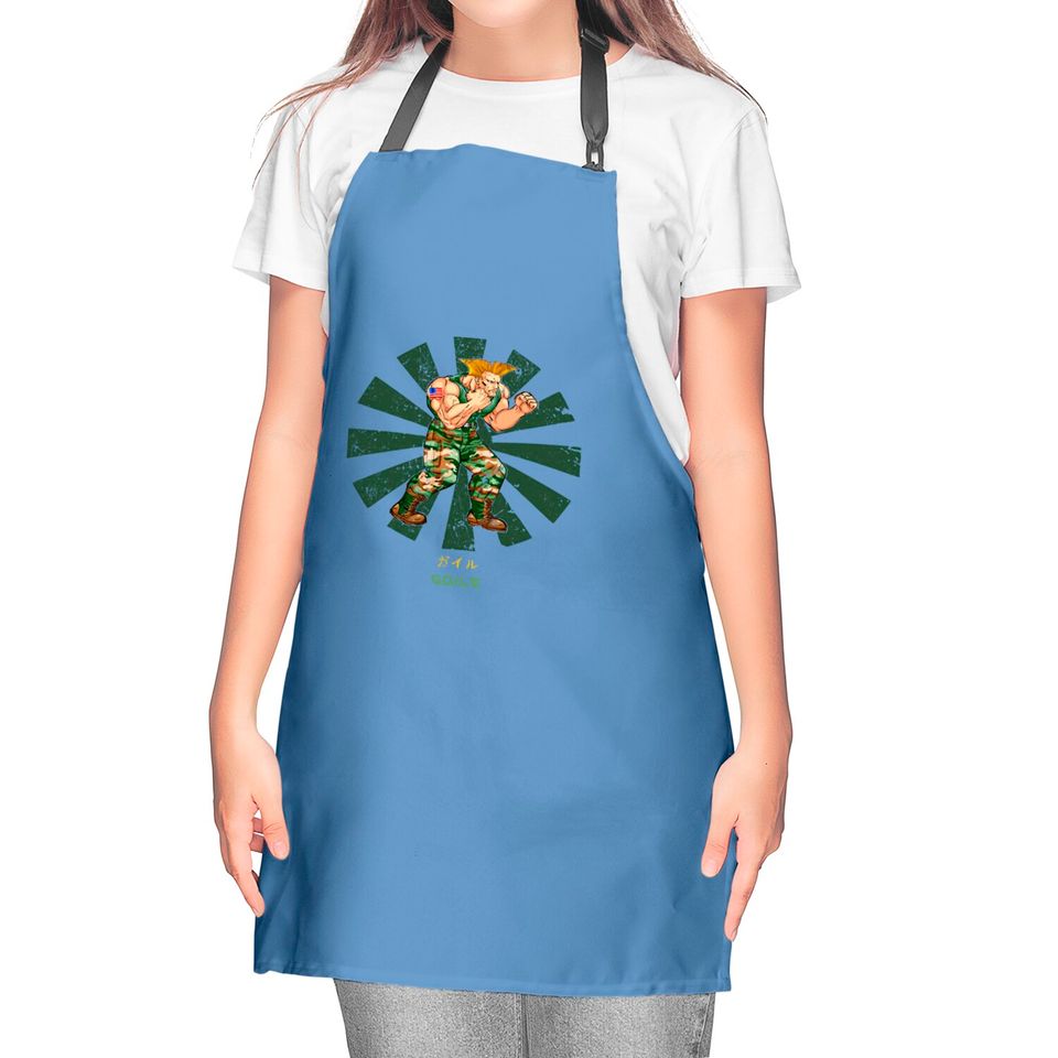 Guile Street Fighter Retro Japanese - Street Fighter - Kitchen Aprons