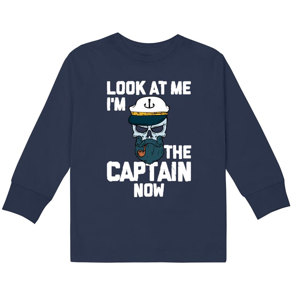 Boat Captain Boating Lover Pontoon Captain Sailor  Kids Long Sleeve T-Shirts