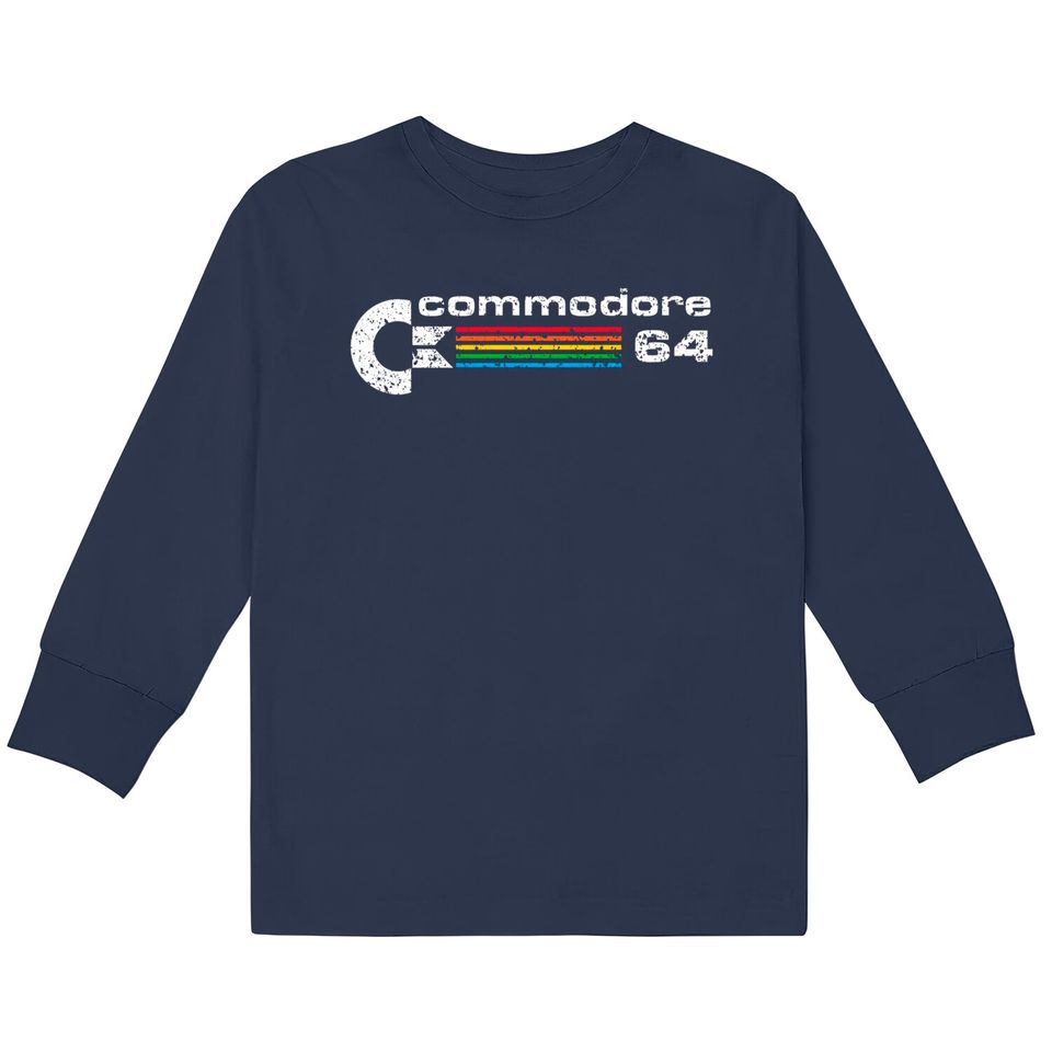 Commodore 64 Retro Computer distressed - Commodore 64 -  Kids Long Sleeve T-Shirts