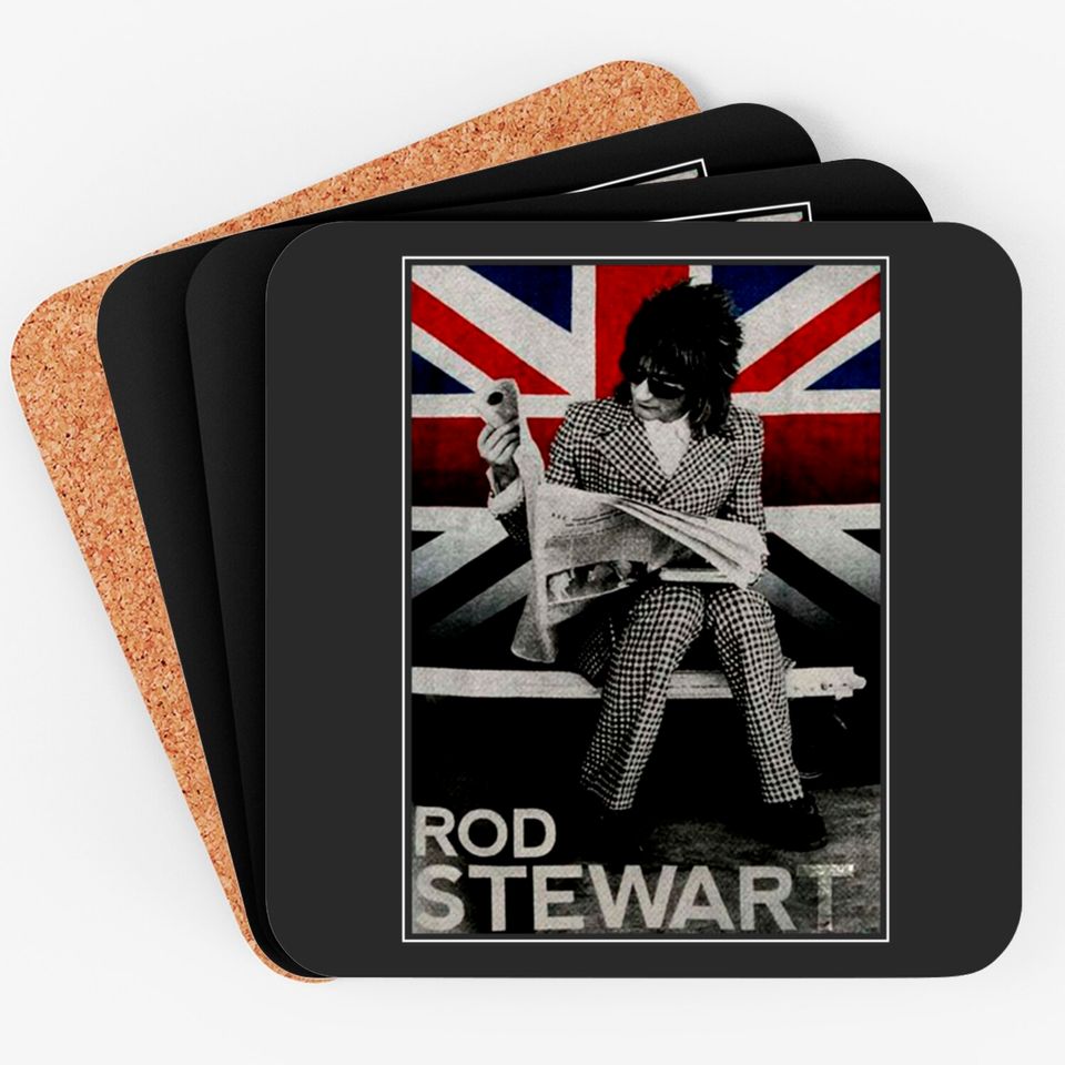 Rod Stewart Plaid Union Jack Tour 2014 Coasters, Rod Stewart Coaster Fan Gift, Rod Stewart Gift, Rod Stewart Vintage Coaster