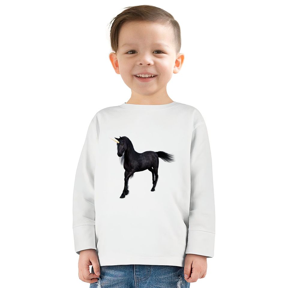 Black Unicorn  Kids Long Sleeve T-Shirts