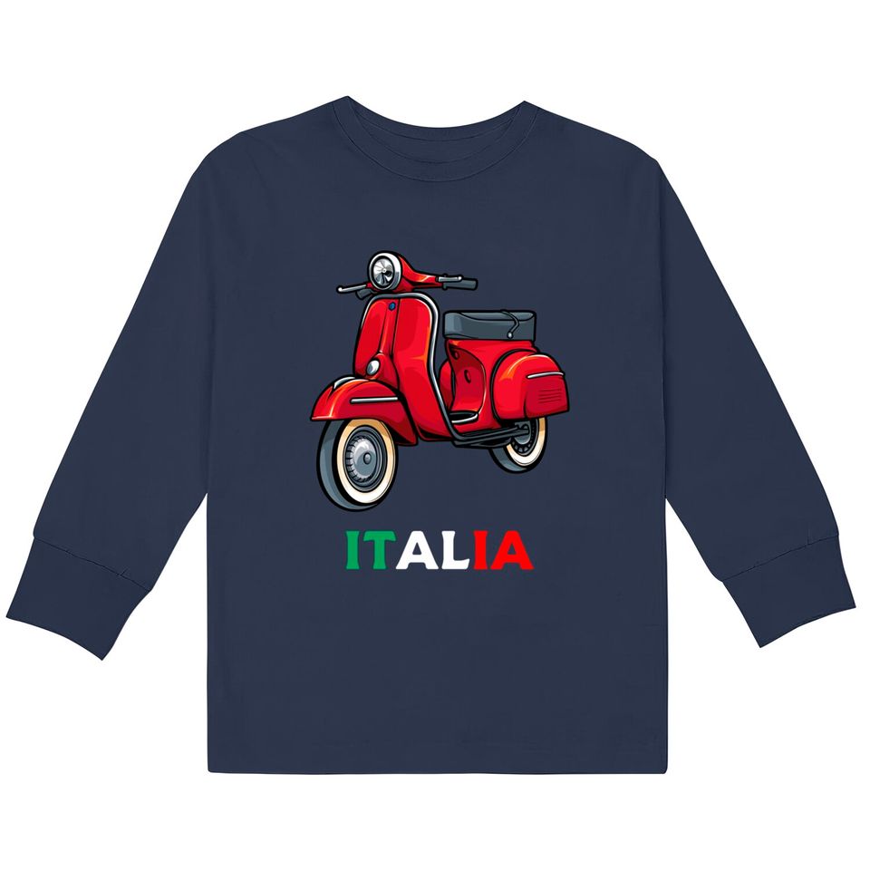 Italian Biker Bike Rider Motorcycle Love Italy Scooter  Kids Long Sleeve T-Shirts