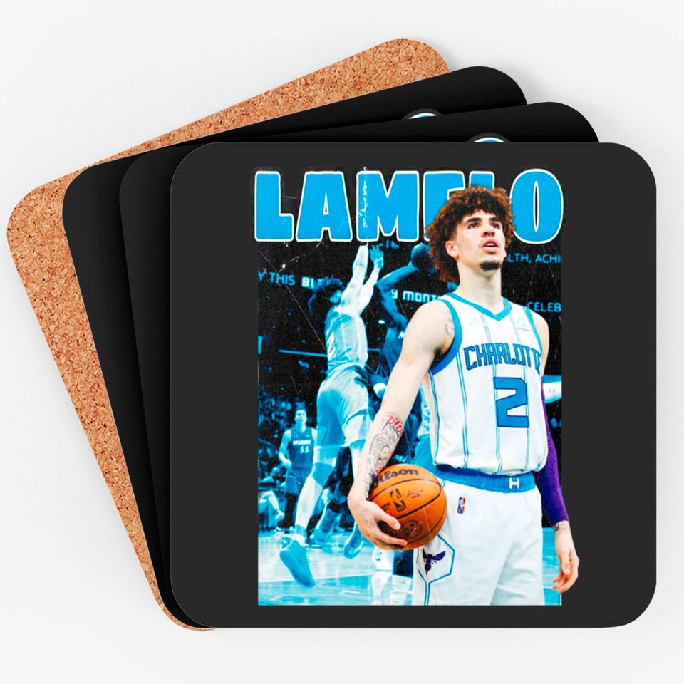 Lamelo Ball 90s Vintage Bootleg Rap Coaster HipHop Coasters, Basketball Coasters