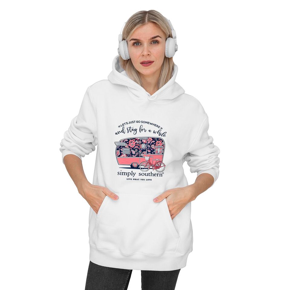 Simply Southern Let's Just Go Somewhere and Stay a While Short Sleeve Hoodies