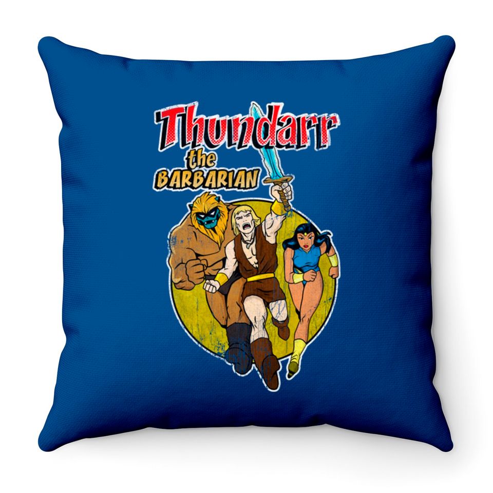 Distressed Thundarr the barbarian - Thundarr The Barbarian - Throw Pillows