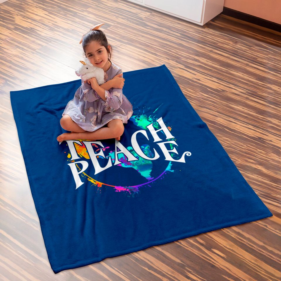 Teach Peace Hippie World - Hippie - Baby Blankets