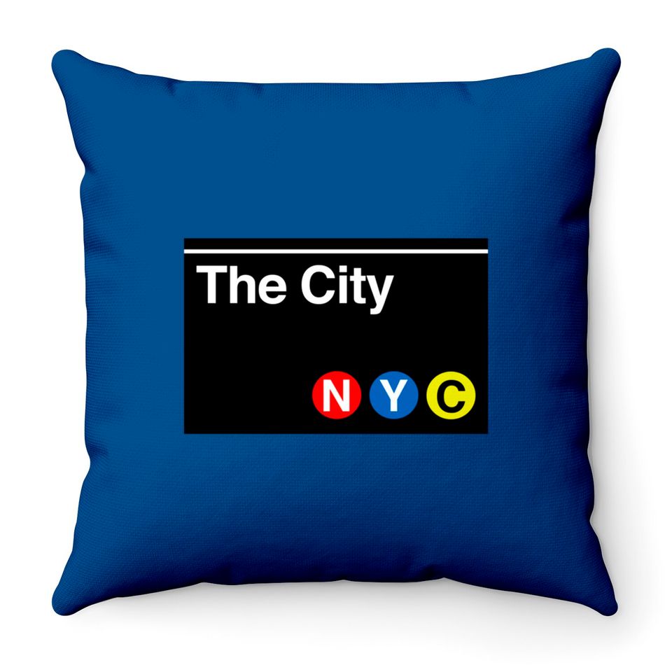 The City Subway Sign - New York City - Throw Pillows