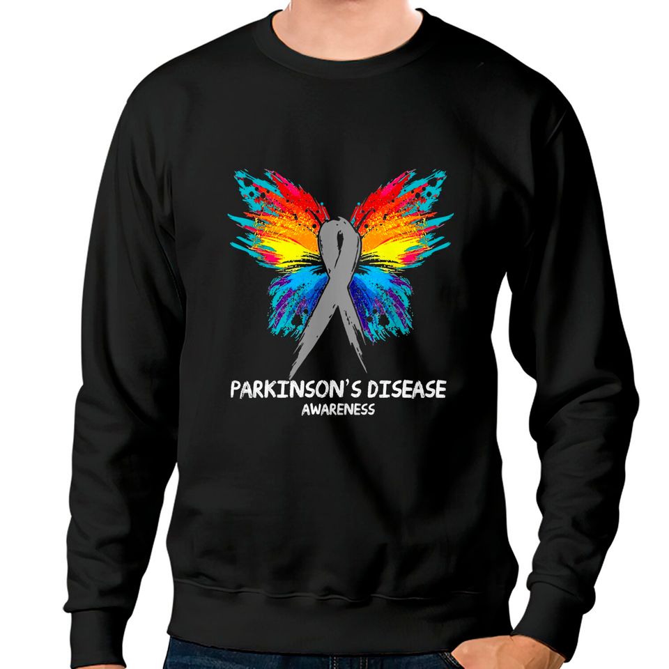 PARKINSON'S DISEASE Awareness butterfly Ribbon - Parkinsons Disease - Sweatshirts