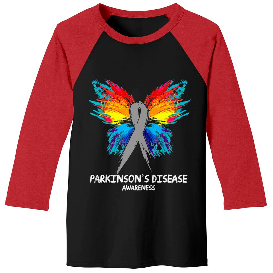 PARKINSON'S DISEASE Awareness butterfly Ribbon - Parkinsons Disease - Baseball Tees