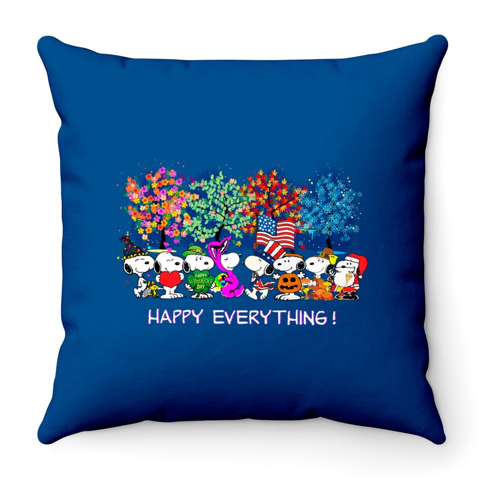 Happy Everything Snoopy Charlie Throw Pillows